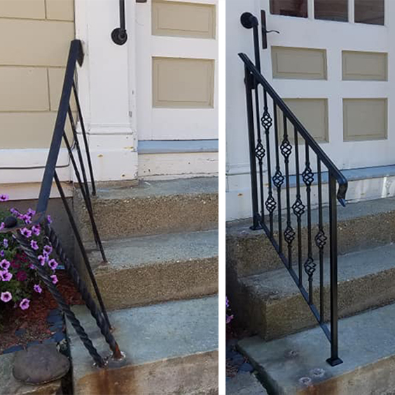 Double Iron Handrails, Before and After